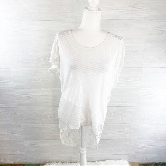 Free People Daydream High-Low Lace Stripe Tunic Top - Picture 3 of 9